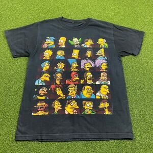 Vintage Y2K 2010s The Simpsons Character Graphic Faded Black T Shirt Sz L